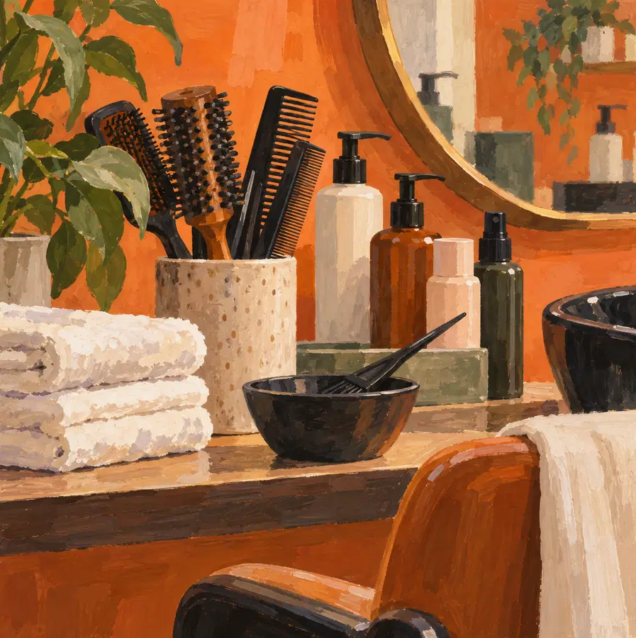 Illustration of beauty businesses equipment and workspace